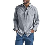Men Shirts Long Sleeve with Pocket, Work Shirt Relaxed Button Down Shirts Solid Color Snap Shirt Non Iron Workwear Comfortable Casual Tops Wear Vintage Denim Top for Daily Wear