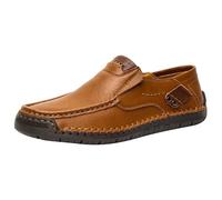 Men Shoes Couple Style Handmade Men's Outdoor Casual Shoes One Foot Flat Spring Low Top Plus Large SizeLeFu Cowhide Yellow