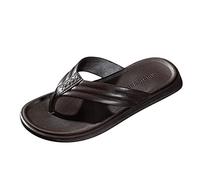 Men Shoes Fashion Beach Flip Flops Flat Toe Sandwich Beach Flip Flops for Men for Indoor & Outdoor Holiday Summer Vocation (Brown, 7.5)