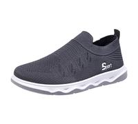 Men Shoes Flat Soled Casual Shoes Breathable Hollow Mesh Shoes Slip On Soft Soled Casual Shoes Men Shoes Slip on Casual (Grey, 8.5)