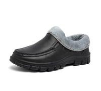 Men Shoes Slip On Fleece Lined Shoes Non Slip Thick Sole Durable Restaurant Work Chef Black