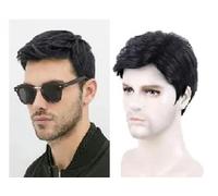 Men Short Hair Synthetic Wigs for Daily Use Fashion Wig Ombre Male Natural Hair Heat Breathable-Black-6inches