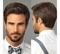 Men Short Hair Synthetic Wigs for Daily Use Fashion Wig Ombre Male Natural Hair Heat Resistant Breathable-mixed Brown-6inches