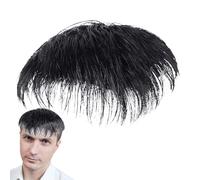Men Short Topper - Natural Human Patch, Hairs Patch For Men | Black Extensions For Baldness Solution, Lightweight Toupee Replacement With Clip, Realistic Mens Hairpiece Thinning And Hairs Lo