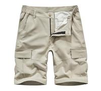 Men Shorts Slim Fit Stretch Cotton Cargo Short Pants Comfort Elastic Waistband Lightweight Plain Trousers Multi Pockets Casual Summer Jogger Rip-Stop Combat Cargo Bottom Outdoor Climbing Training