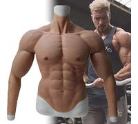 Men Silicone Muscle Suit Realistic Long Sleeve Fake Chest Bodysuit Costume Shaper for Cosplay Halloween Party Masquerade