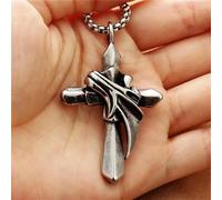 Men Silver Large Cross Pendant Necklace Christian Catholic Jewelry Box Chain 24"