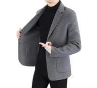 Men Single Breasted Lapel Suit Jacket with Pockets Classic Cropped Business Coat for Casual, Party, and Daily Outdoor Activities Across Seasons (L Light Grey)