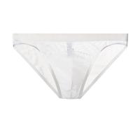 Men Slim Fit Briefs Smooth Seamless Ice Silk Low-rise Ultra-thin See-through Panties Solid Color Quick Drying White 3XL