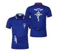 Men Slim Fit Polo Shirts for F.u.ll.me.t.al Al.ch.e.mi.st Soft T-Shirts Buttons Printed Half Sleeve Rugby Tee Top Clothes Plain Collared Short Sleeve-LanS||x_s