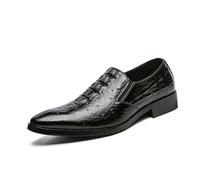 Men Slip On Loafers Crocodile Embossed Dress Shoes Black