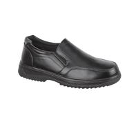 Men Slip On Shoes Boys Black Shoes School Loafers Comfort Twin Gusset Faux Leather Comfort Sizes (Black, UK Footwear Size System, Adult, Men, Numeric, Medium, 7)
