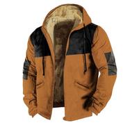 Men Smart Jacket Spring Windbreaker Bomber Jackets Europe And The United States Independent Station Border Multi Solid Printing Hooded Sweater Brown Cotton Clothing Men Shirt Jacket (Brown, XL)