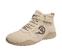 Men Sneakers - Men'S British Large Casual Foreign Trade Lace Up And Hook Loop Sneakers (Khaki, 7.5)