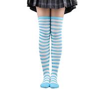 Men Socks Business Over Knee Socks for Women Striped Thigh Stockings for Halloween Cosplay Leg Warmer Heat Stockings, blue, One Size
