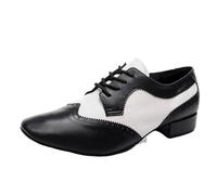 Men Soft Leather Dance Shoes Male Genuine Jazz Latin Man Waltz Modern Ballroom Stage Foot Wear for Ballroom Latin Salsa(Suede Sole,42)