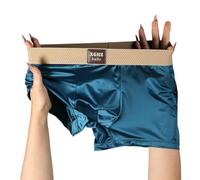 Men Solid Boxer Shorts Mid Rise Underwear with U Convex Pouch Smooth Breathable Mesh Trunks for Home Daily Wear Comfort Fit Green Blue Brown Beige(2XL Blue)