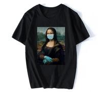 Men Spoof Aesthetic T-Shirt Mona Lisa Black S