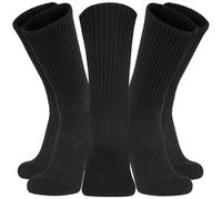 Men Sport Socks Size 6-11 Black 10 pairs Thick Cotton Cushion Crew Compression Ankle Large Pack For Under Trainer Blister Armour