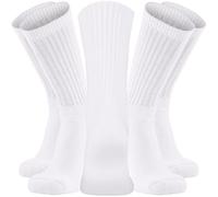 Men Sport Socks Size 6-11 White 10 Pairs Thick Cotton Cushion Crew Compression Ankle Large Pack For Under Trainer Blister Armour