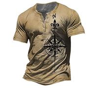 Men Sport T-Shirt Summer Slim Fit Casual T-Shirt Personality Print Men Basic T-Shirt Round Neck with Buttons Short Sleeve T-Shirt Lightweight Breathable Men T-Shirt TD-02 L