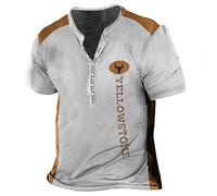 Men Sport T-Shirt Summer Slim Fit Casual T-Shirt Personality Print Men Basic T-Shirt Round Neck with Buttons Short Sleeve T-Shirt Lightweight Breathable Men T-Shirt TD-27 4XL