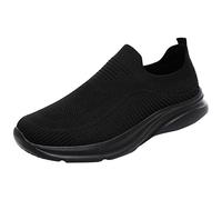 Men Sports Shoes Fashionable and Simple Solid Color New Pattern Summer Mesh Breathable Slip On Shoes Club C Vintage Sneaker Men (Black, 9)
