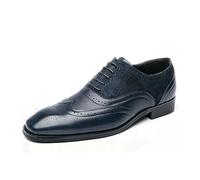 Men Square Toe Formal Dress Shoes Wing Tips Lace Up Patchwork Business Oxfords Shoes for Men,Blue,7 UK