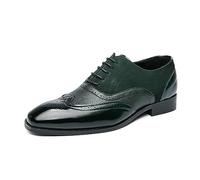 Men Square Toe Formal Dress Shoes Wing Tips Lace Up Patchwork Business Oxfords Shoes for Men,Green,6 UK