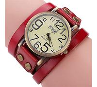 Men St Patrck Day Watch Men Quartz Leather RD Cow Watch Bracelet Vintage Wristwatch Brand Women Men's Watch Ice Culture Watch for Men (Red, One Size)