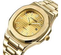 Men Stainless Quartz Fashion Sport Analog Watch Wrist Men's Watch Ladies Watch with Light (Gold, One Size)