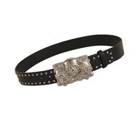 Men Statement Belt With Skull Buckles Street Styles Jeans Girls Waistband For Fashion Enthusiasts Stylish PU Leather