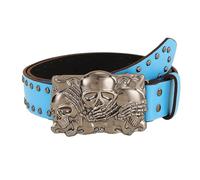 Men Statement Belt With Skull Buckles Street Styles Jeans Girls Waistband For Fashion Enthusiasts Stylish PU Leather