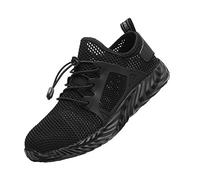 Men Steel Toe Work Safety Mesh Shoes Puncture Proof Light Soft Breathable Sneakers Outdoors for Mine Site Black 8 UK