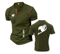 Men Stretch Henley T-Shirts Activewear for F.ai.r.y T.a.il Patchwork Polo Shirts Stand Collar Tee Top Clothes Printed Short Sleeve Half -JunlvS||l