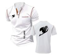 Men Stretch Henley T-Shirts Activewear for F.ai.r.y T.a.il Patchwork Polo Shirts Stand Collar Tee Top Clothes Printed Short Sleeve Half -BaiS||3X_l
