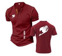 Men Stretch Henley T-Shirts Activewear for F.ai.r.y T.a.il Patchwork Polo Shirts Stand Collar Tee Top Clothes Printed Short Sleeve Half -JHS||3X_l