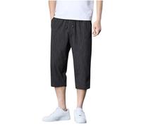 Men Stripe Cropped Trousers UK Sale Clearance Stretch Capri Pants Elasticated Waist 3/4 Sweatpants Mens Straight Leg Trouser Lightweight Lounge Wear Quick Dry Bottoms Stretch Activewear with Pockets