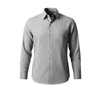 Men Striped Shirt Cotton Linen Shirts Long Sleeve T Shirts Loose Button Down Shirt Casual Non Iron Business Formal Tshirts Fashion Dress Tops Workwear Boys Undershirts Black