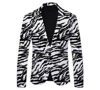 Men Suit Jacket Polka Dot Striped Print Men Blazer Classic Slim Fit Lapels Longsleeve Suit Spring Autumn Men Suit Urban British Style Men Casual Jacket E-005 M
