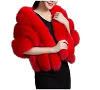 Men Suit Scarf Fashion Women Elegant Bridal Wedding Faux Plush Long Shawl Stole Wrap Scarf Warm Clothing Accessories Scarf Scarf Collar Women (Red, One Size)
