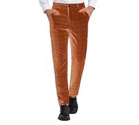 Men Suit Trousers, Slim Fit Flat-Front Plaid Suit Trousers, Casual Plain Checked Business Office Smart Work Formal Chino Trousers, Lasting Comfortable Straight Leg Dress Pants with Pockets Rose Gold