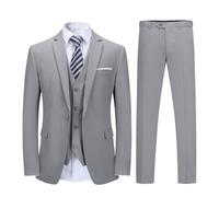 Men Suits 3 Pieces Fitted Cut Classic Style One Button formal suits, Light Grey, S
