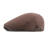 Men Summer Breathable Mesh Ivy Hat Adjustable Newsboy Cap Retro Flat Cabbie for Sun Protection Travel Casual Outfits Various Colors Comfortable Beanie(Brown)