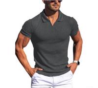 Men Summer Casual Short Sleeve V Neck Solid Color T Shirt Lightweight Polyester For Polo Top For Leisure Daily Wear Black White Gray Navy Green Maroon Size S To 3xl(S Dark Gray)
