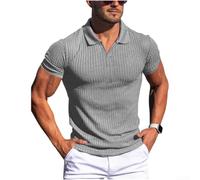 Men Summer Casual Short Sleeve V Neck Solid Color T Shirt Lightweight Polyester For Polo Top For Leisure Daily Wear Black White Gray Navy Green Maroon Size S To 3xl(2XL Light Gray)