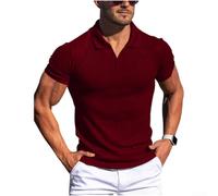 Men Summer Casual Short Sleeve V Neck Solid Color T Shirt Lightweight Polyester For Polo Top For Leisure Daily Wear Black White Gray Navy Green Maroon Size S To 3xl(2XL Chestnut Brown)