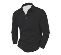 Men Summer Tops Short Sleeve Casual Long Sleeve Button Solid Color Long Sleeve T Shirt Top Loose Short (Black, XL)