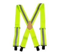 Men Suspenders 4 Clips Braces Adjustable Fluorescent Strap Work Male Jockstrap Elastic Wide Belt pour le Travail et le Quotidien(FluorescentGreen)