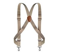 Men Suspenders Nickel Trigger Snap Clips 1.4 Inch Wide Multicolor(Beige)